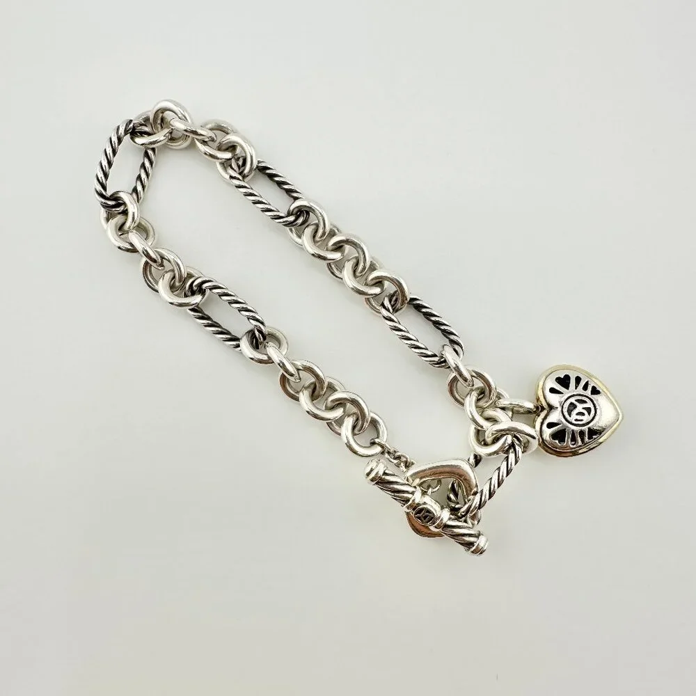 David Yurman Figaro Heart Charm Bracelet w/ 18K Yellow Gold - 7.25" - Picture 15 of 16